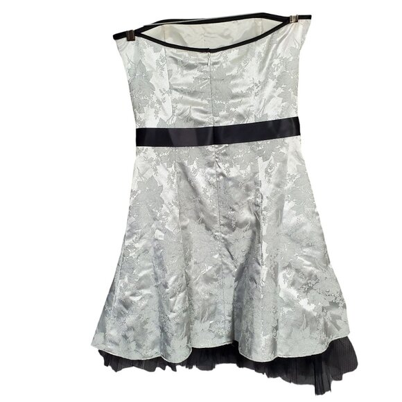 Jessica McClintock Gunne Sax 7 8 Dress Strapless Floral Metallic Brocade Tulle - Picture 3 of 16